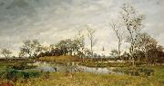 unknow artist Landscape of swamp with heron Germany oil painting artist